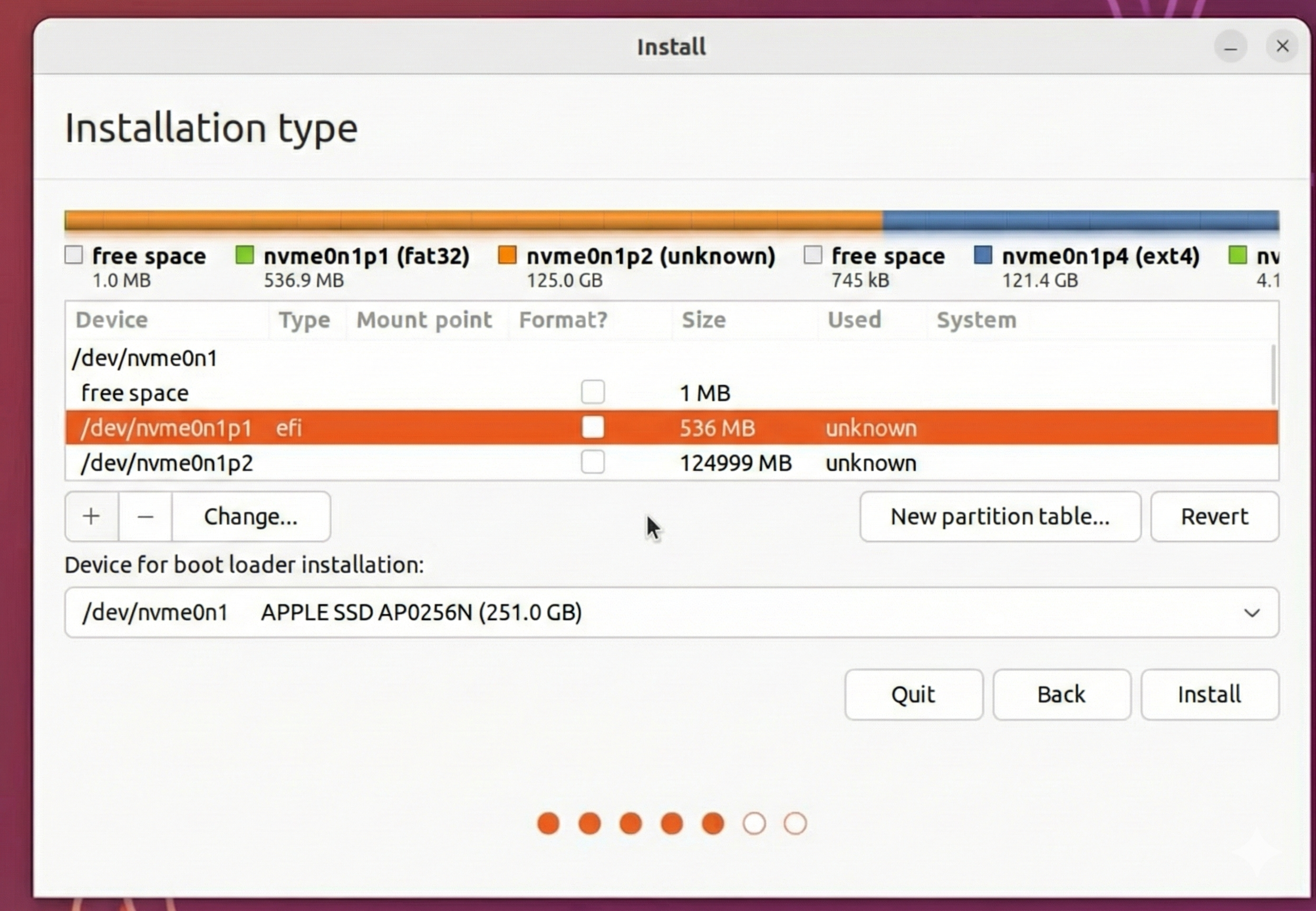 Reviewing partition layout